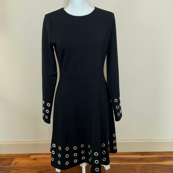 NWT MICHAEL Michael Kors Grommet Black Dress Size Medium - Picture 2 of 10
